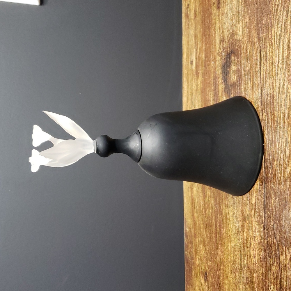 Black Glass Bell Frosted Black Glass Rose Handle Frosted Glass